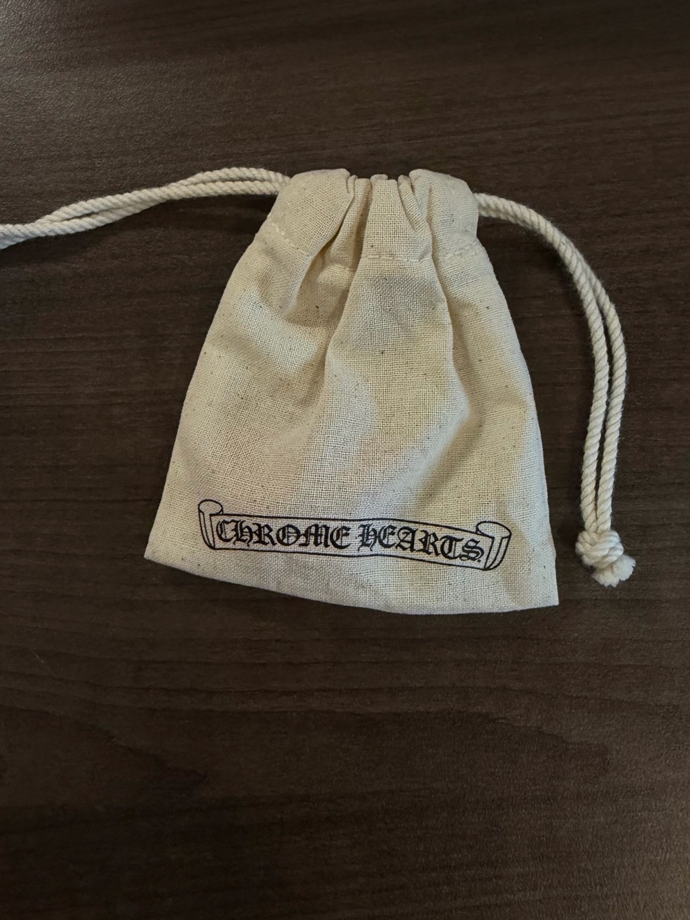 Chrome Hearts Natural Canvas Drawstring Pouch with Black Logo